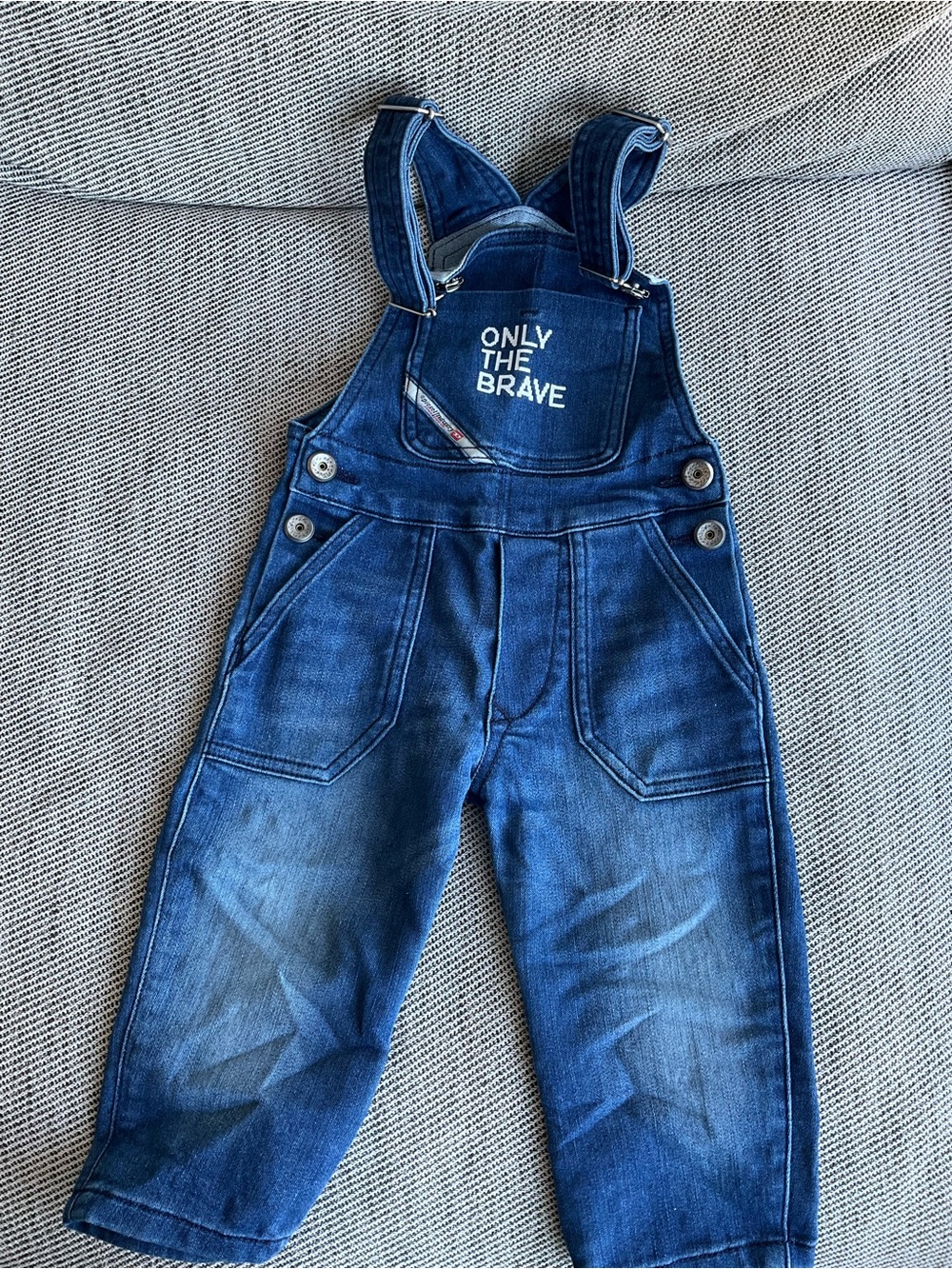 Diesel Kids Blue Denim Overalls with 'Only The Brave' Chest Pocket